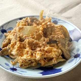 舞茸と卵の味噌マヨ炒め